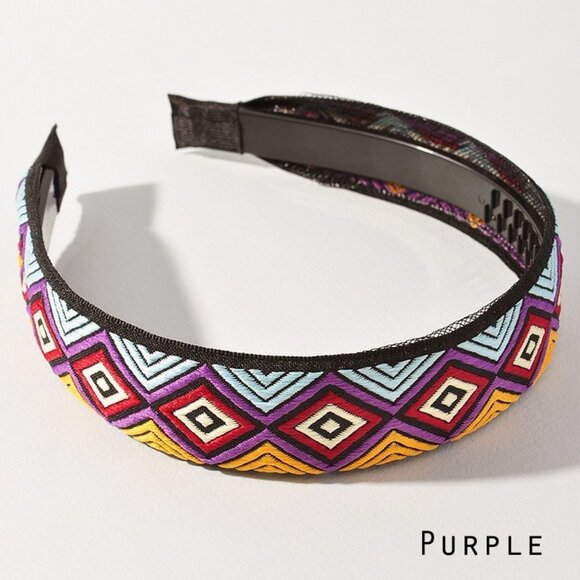NEW Multi Colorful Aztec Ethnic Geometric Pattern Hair Accessory Comfy Headband - Picture 6 of 11